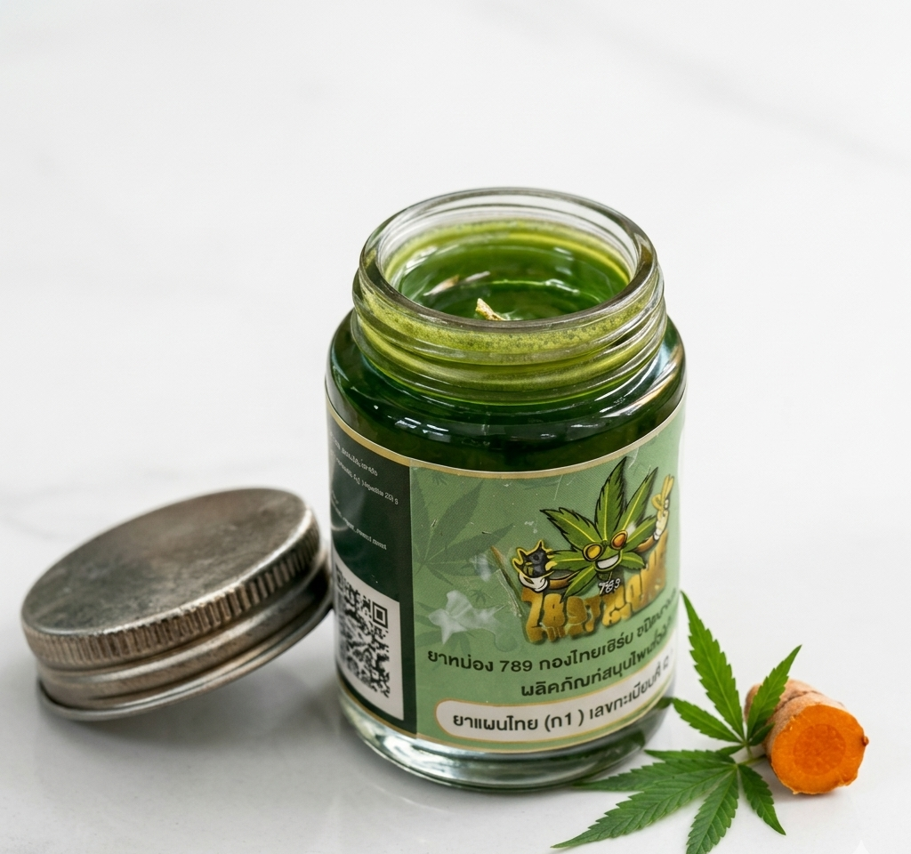 กัญชายาหม่อง(cannabis balm) กัญชายาหม่อง (Cannabis Balm) 789 ทองไทยเฮิร์บ ยาหม่องสมุนไพรไทยบรรเทาปวดเมื่อย